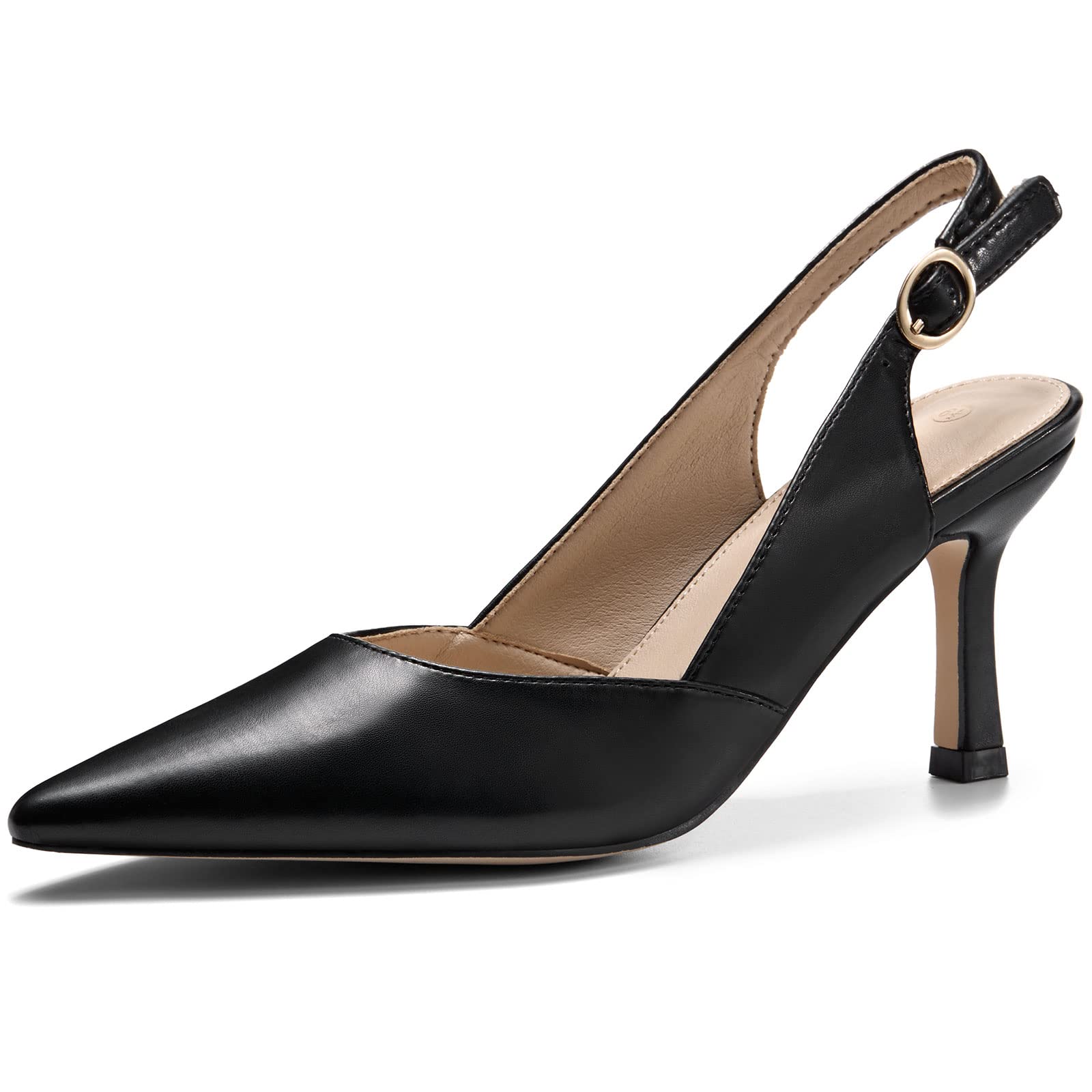 Rilista Women's Pointed-Toe Slingback Kitten-Heel Pumps