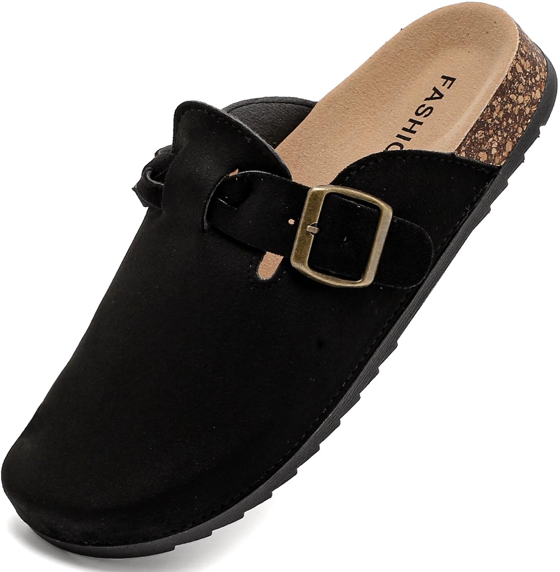 Women's Suede Clogs with Cork Footbed and Arch Support