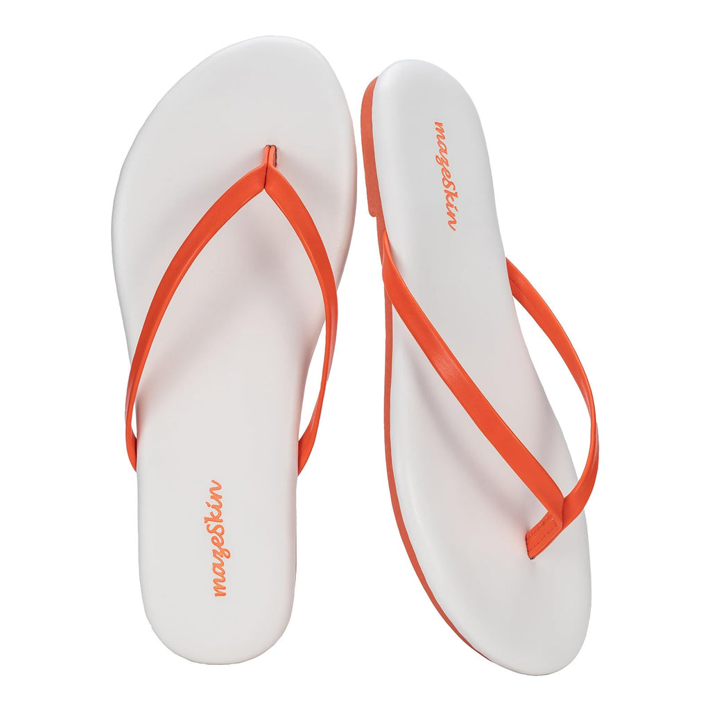 mazeskin Women's Memory Foam Comfortable Flat Thong Sandals Dressy Summer Beach Leather Slide Flip Flops