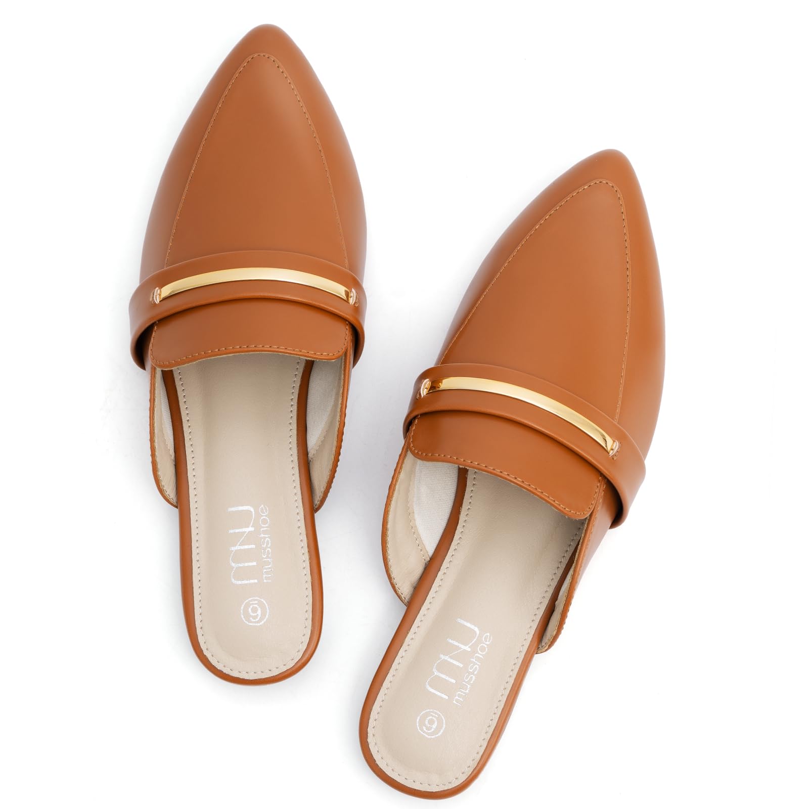 MUSSHOE Women's Suede Pointed-Toe Backless Loafers