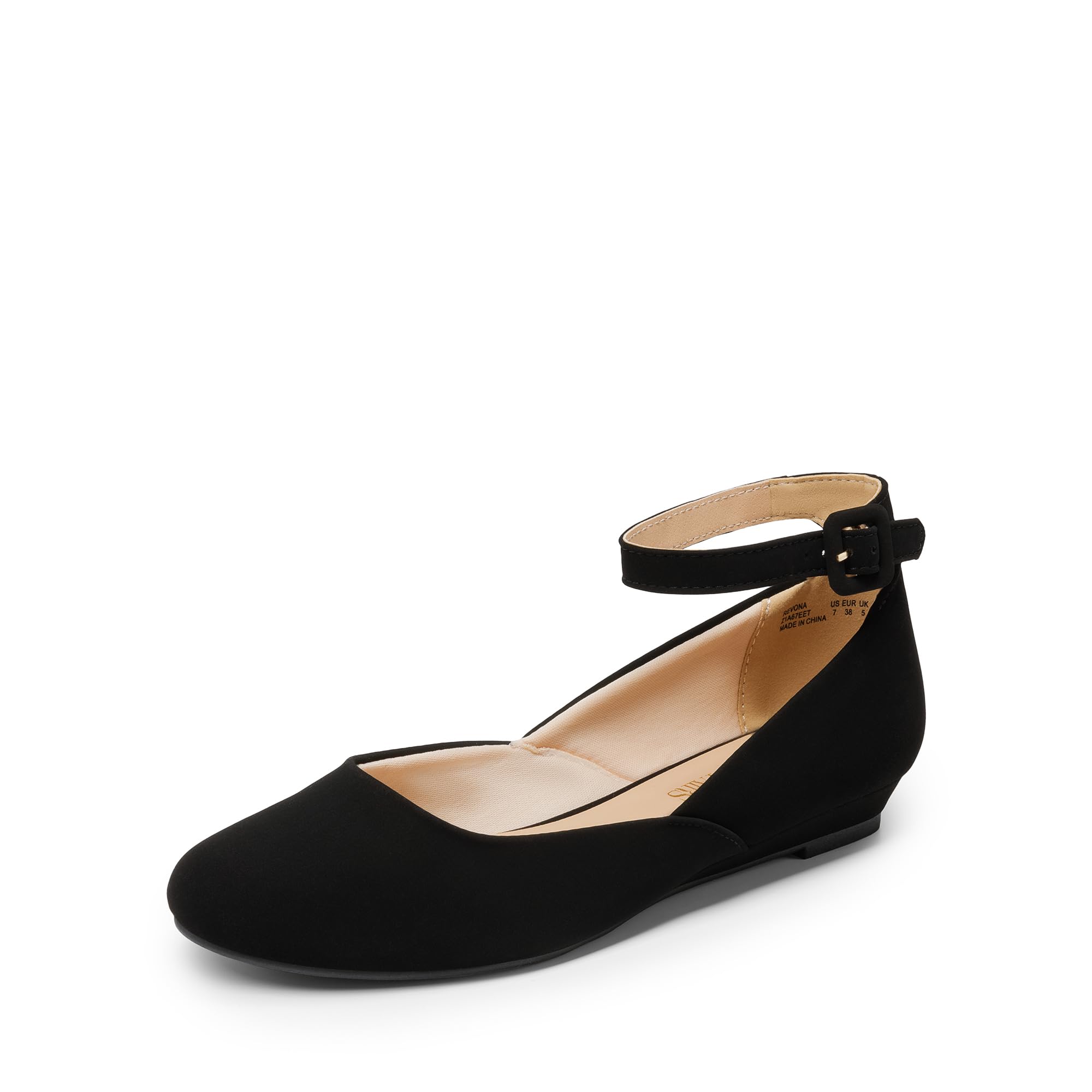 DREAM PAIRS Women's Dress Flats Ballet Low Wedge Round Toe Ankle Strap Comfortable Casual Flats Shoes
