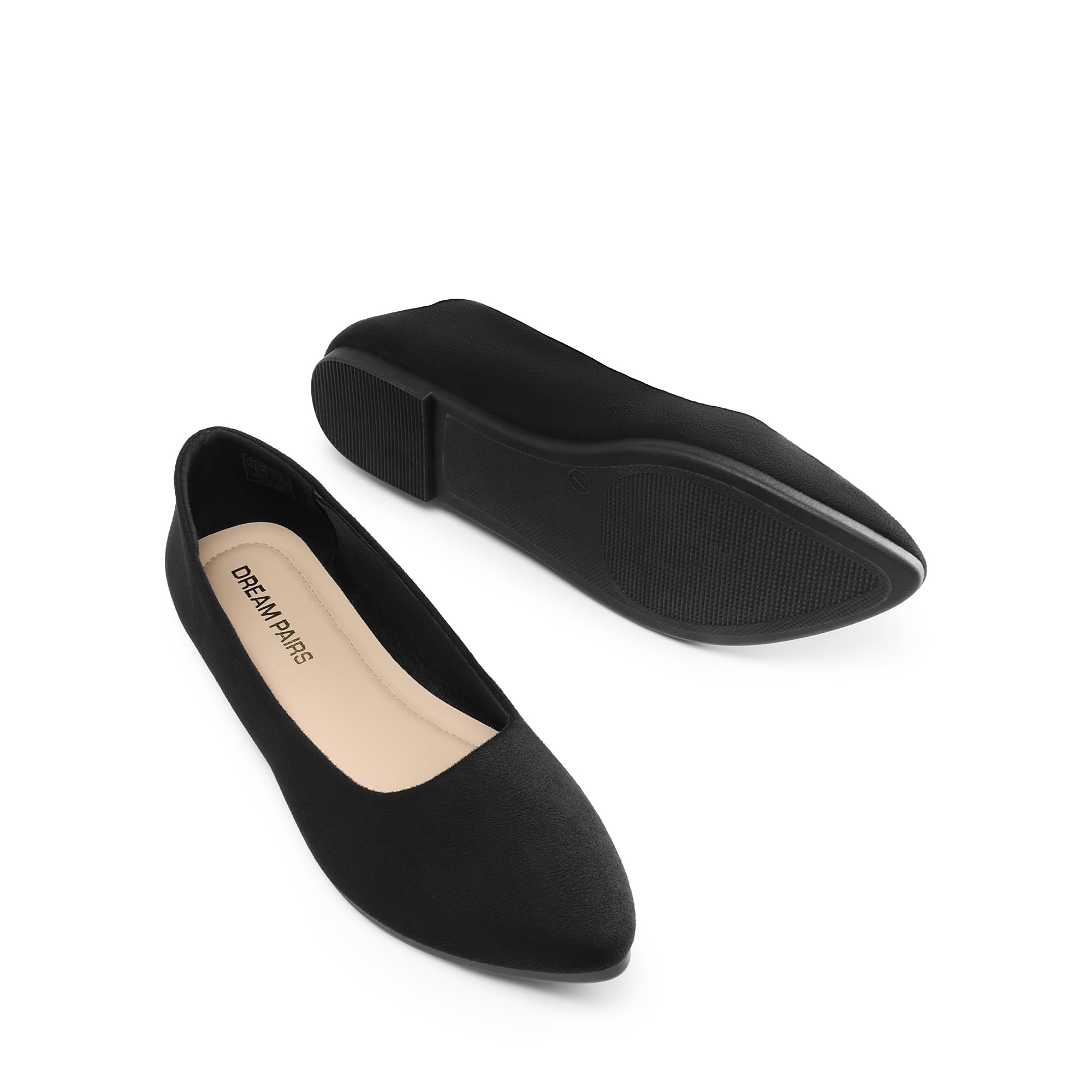 DREAM PAIRS Women's Pointed Toe Flats Comfortable Flexible Cushioned Slip On Business Work Office Casual Suede Ballet Flats Dress Shoes