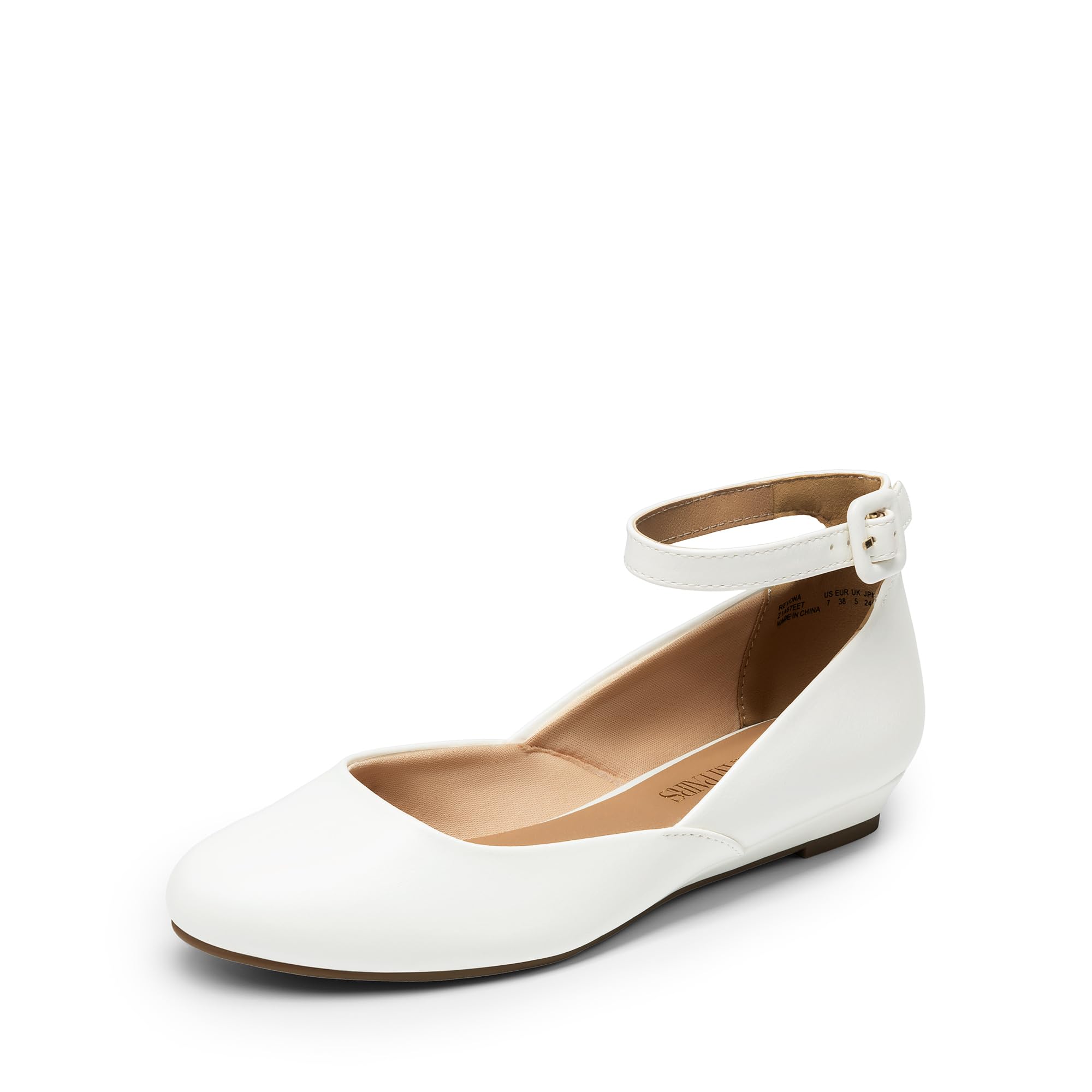 DREAM PAIRS Women's Dress Flats Ballet Low Wedge Round Toe Ankle Strap Comfortable Casual Flats Shoes