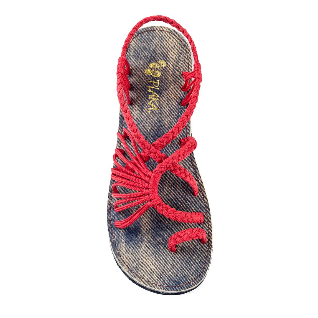 Plaka Women's Palm Leaf Flat Sandals for Summer Wear