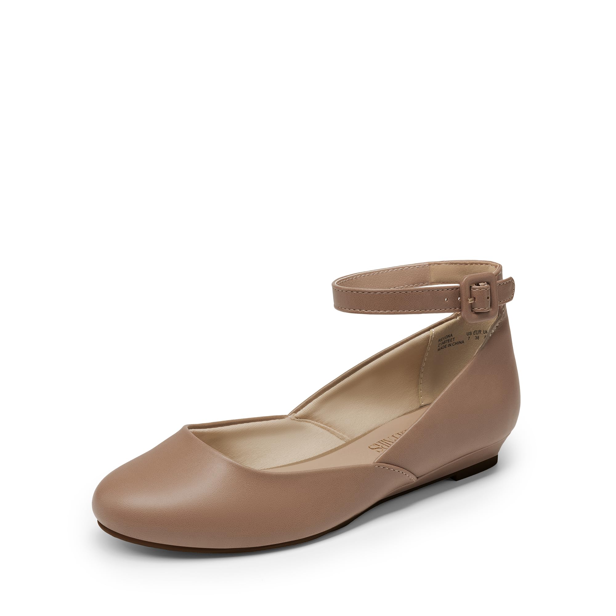DREAM PAIRS Women's Dress Flats Ballet Low Wedge Round Toe Ankle Strap Comfortable Casual Flats Shoes