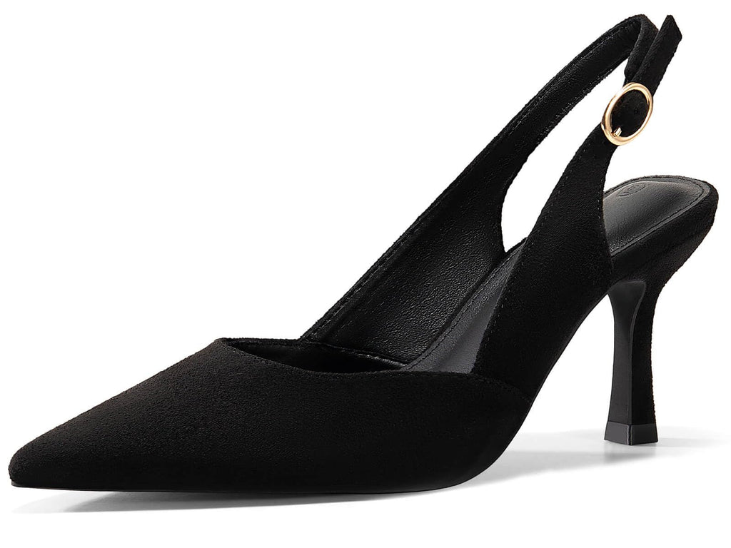 Rilista Women's Pointed-Toe Slingback Kitten-Heel Pumps