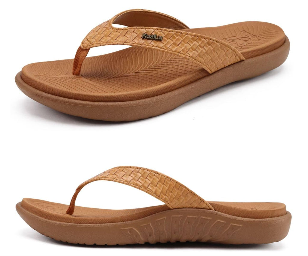 KuaiLu Womens Flip Flops Ladies Yoga Mat Comfortable Walking Thong Sandals With Plantar Fasciitis Arch Support Slip On Indoor Outdoor For Summer