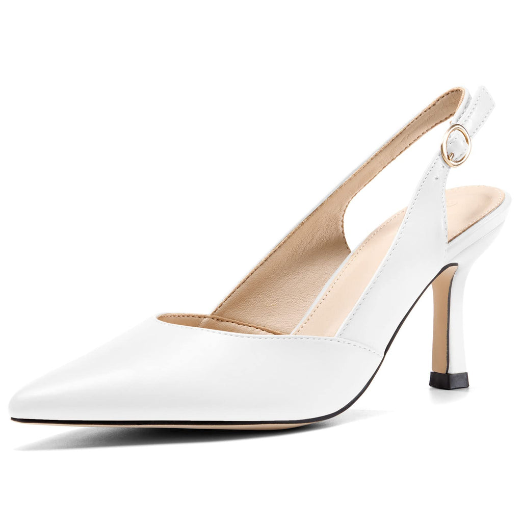 Rilista Women's Pointed-Toe Slingback Kitten-Heel Pumps