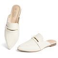 MUSSHOE Mules for Women - Suede Slip On Backless Loafers with Cushioned Insole and Non-Slip Sole, Pointed Toe Flats for Office Work Business Casual