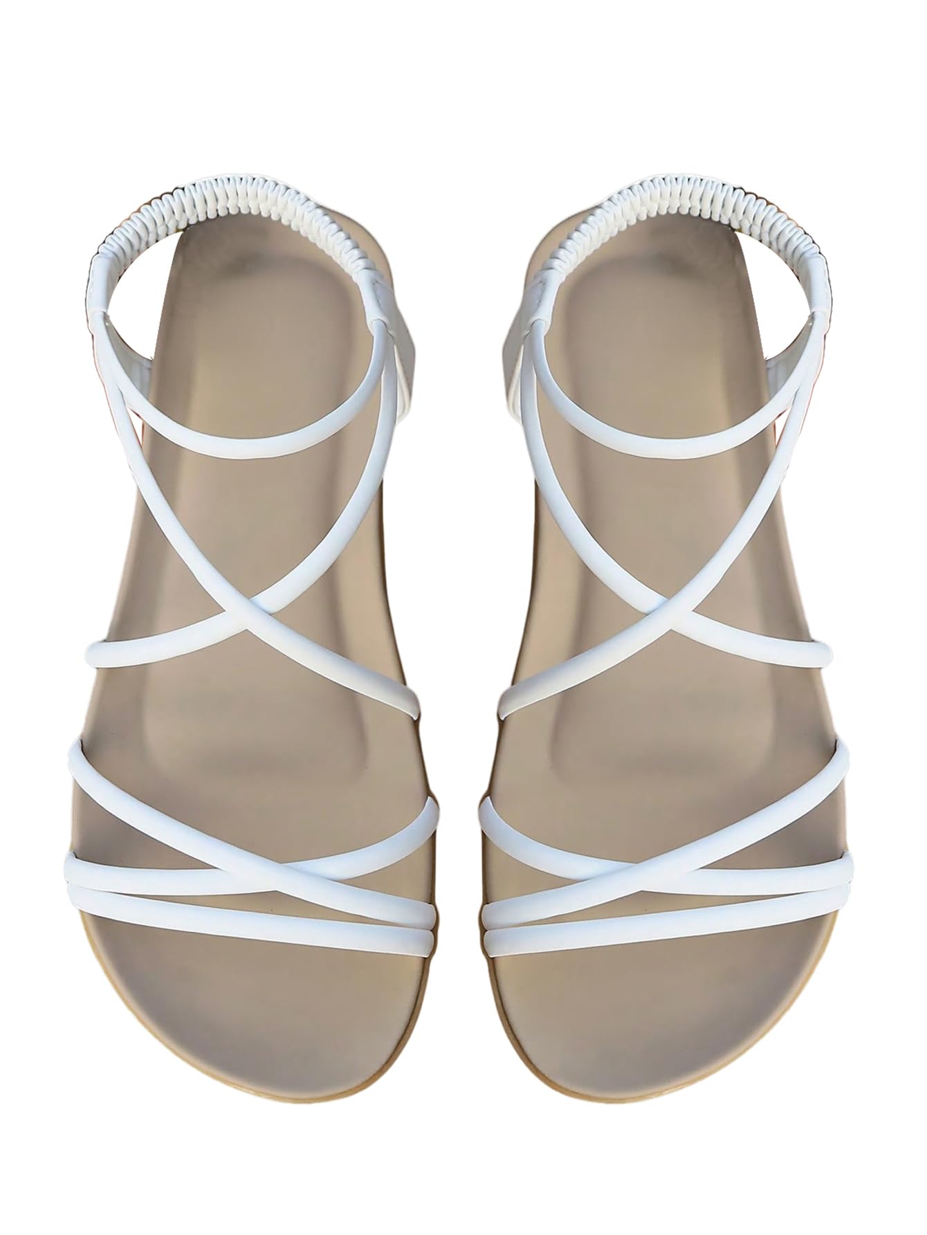 GORGLITTER Women's Strappy Flat Sandals Dressy Open Toe Ankle Strap Summer Beach Thong Slides Vacation Shoes