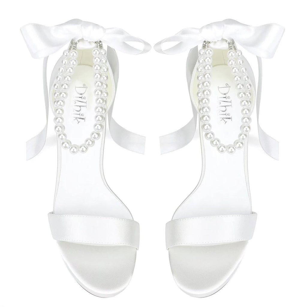 Dilhik Women's Pearl Platform-Heel Bridal Sandals