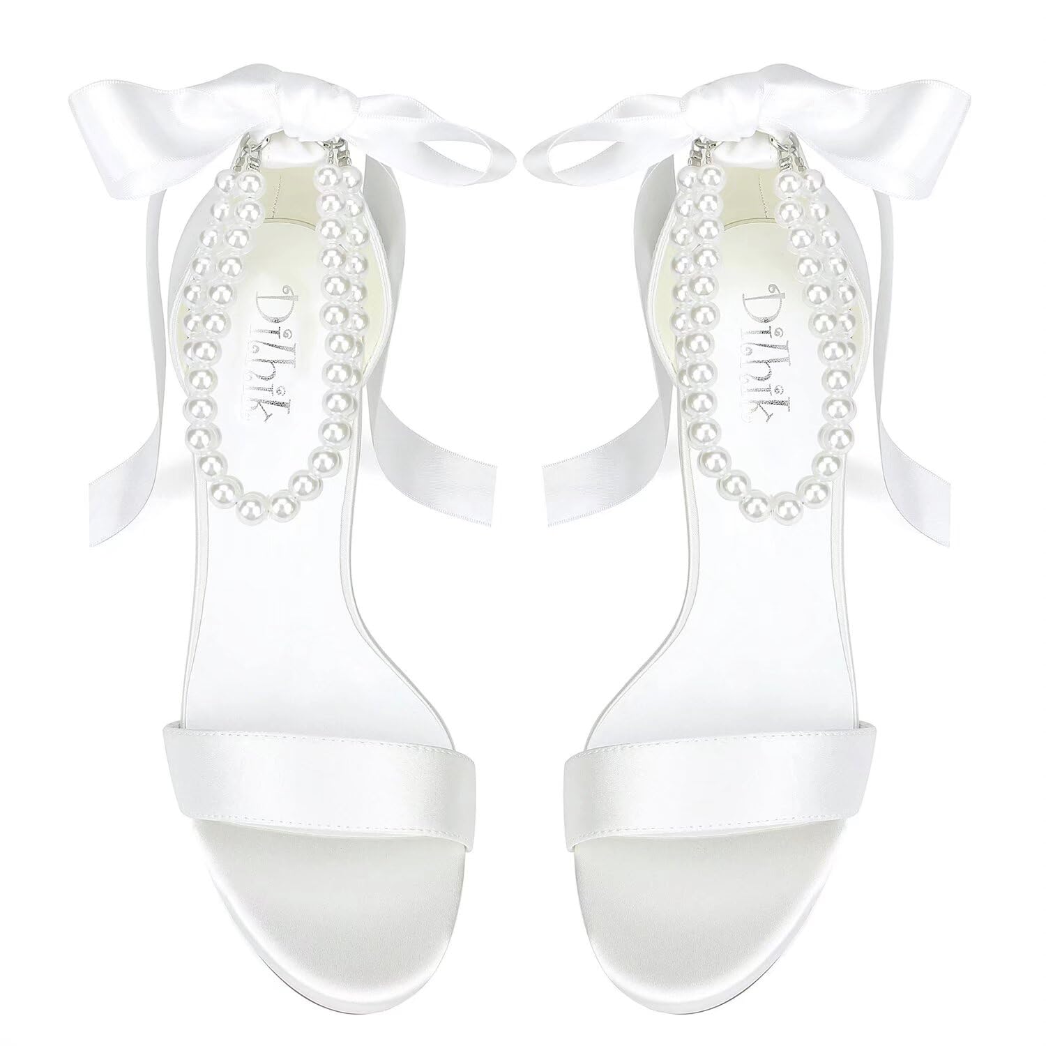 Dilhik Women's Pearl Platform-Heel Bridal Sandals