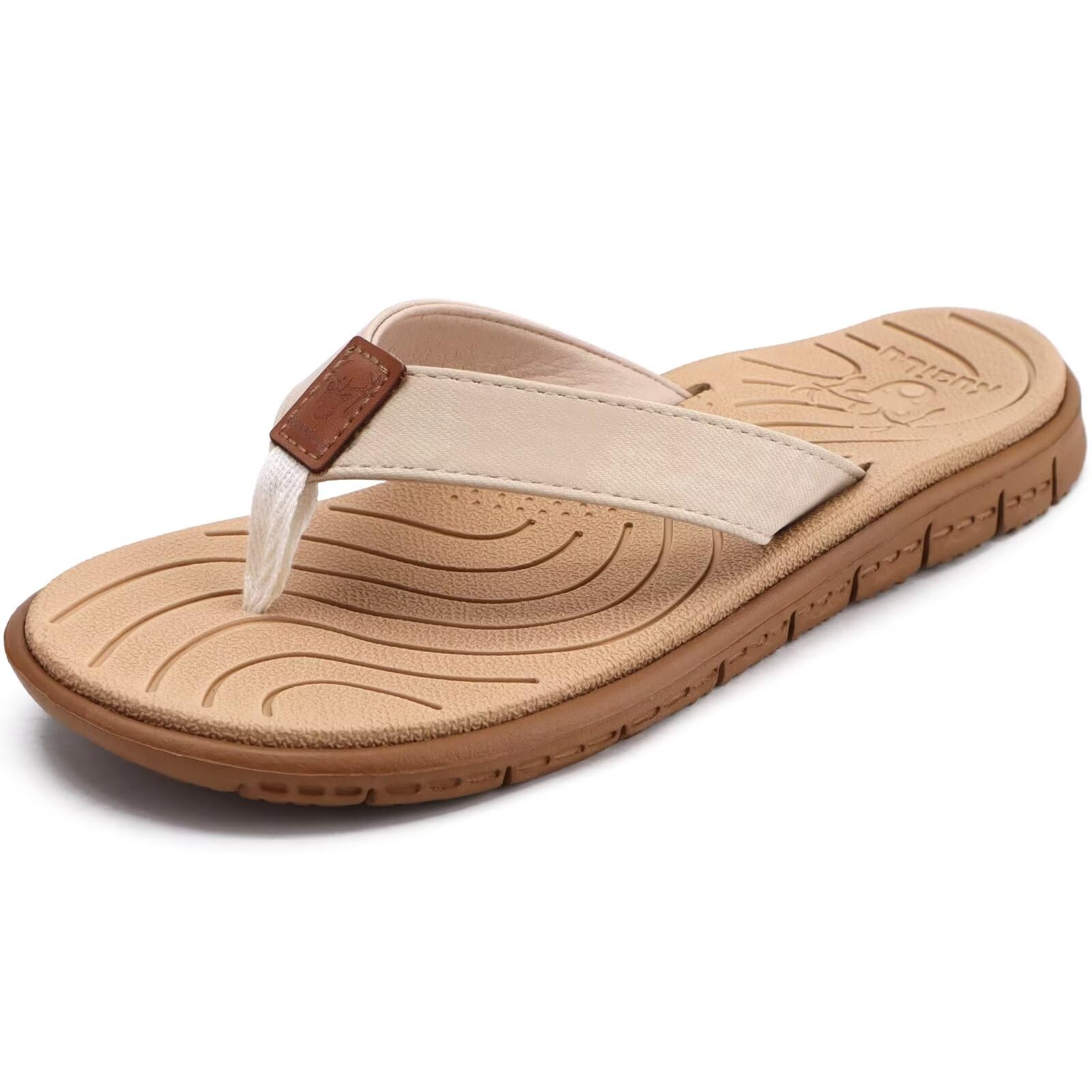 KuaiLu Womens Casual Flip Flops with Comfortable Arch Support Yoga Mat Summer Beach Walking Thong Cushion Sandals Lightweight Flats Non-Slip Shoes Indoor Outdoor
