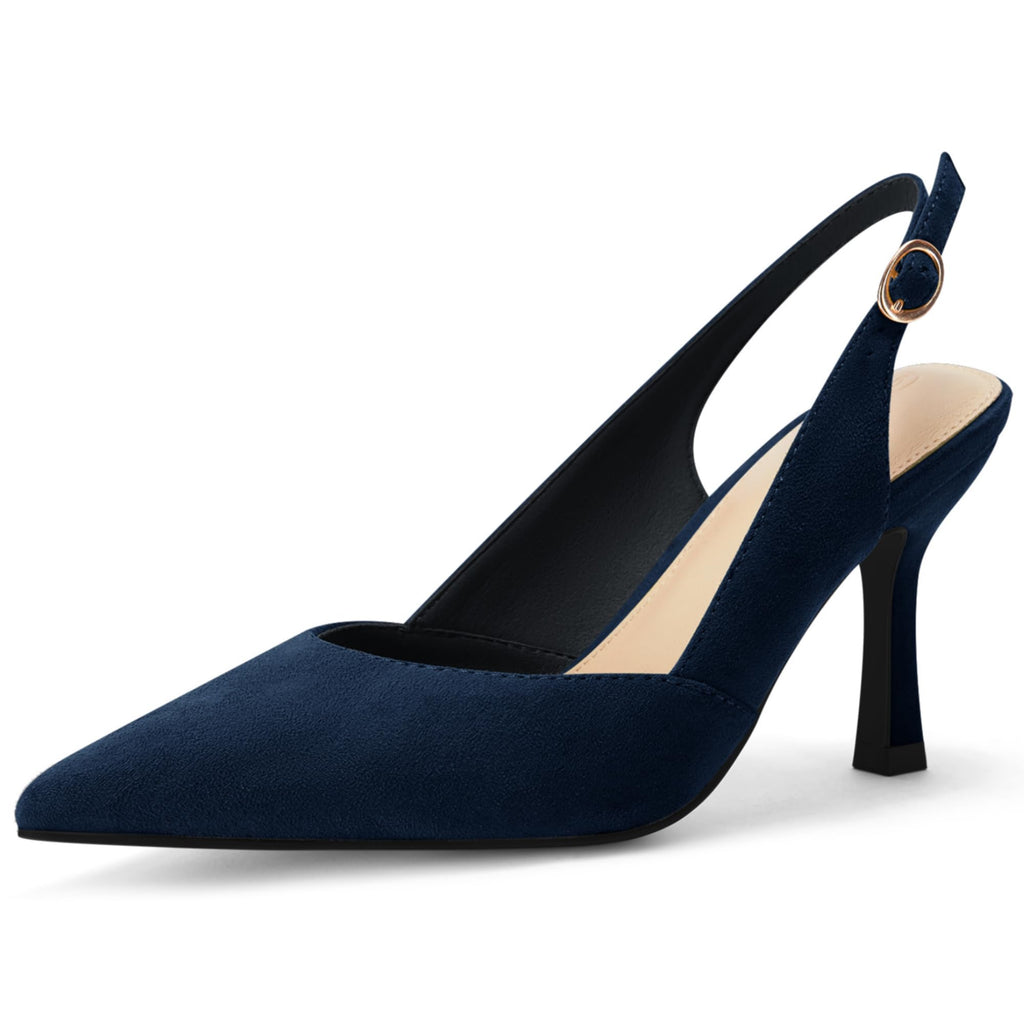 Rilista Women's Pointed-Toe Slingback Kitten-Heel Pumps