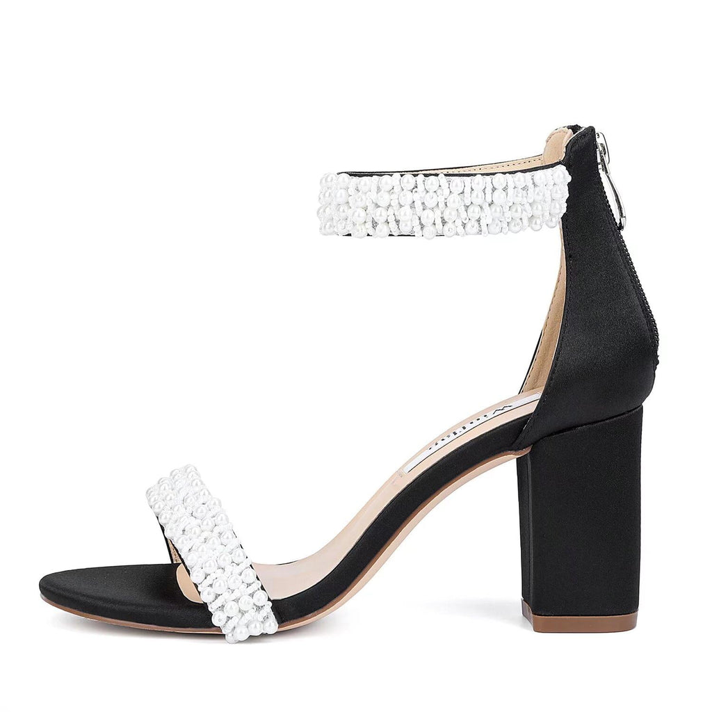 Winflag Women's Pearl Block-Heel Bridal Sandals