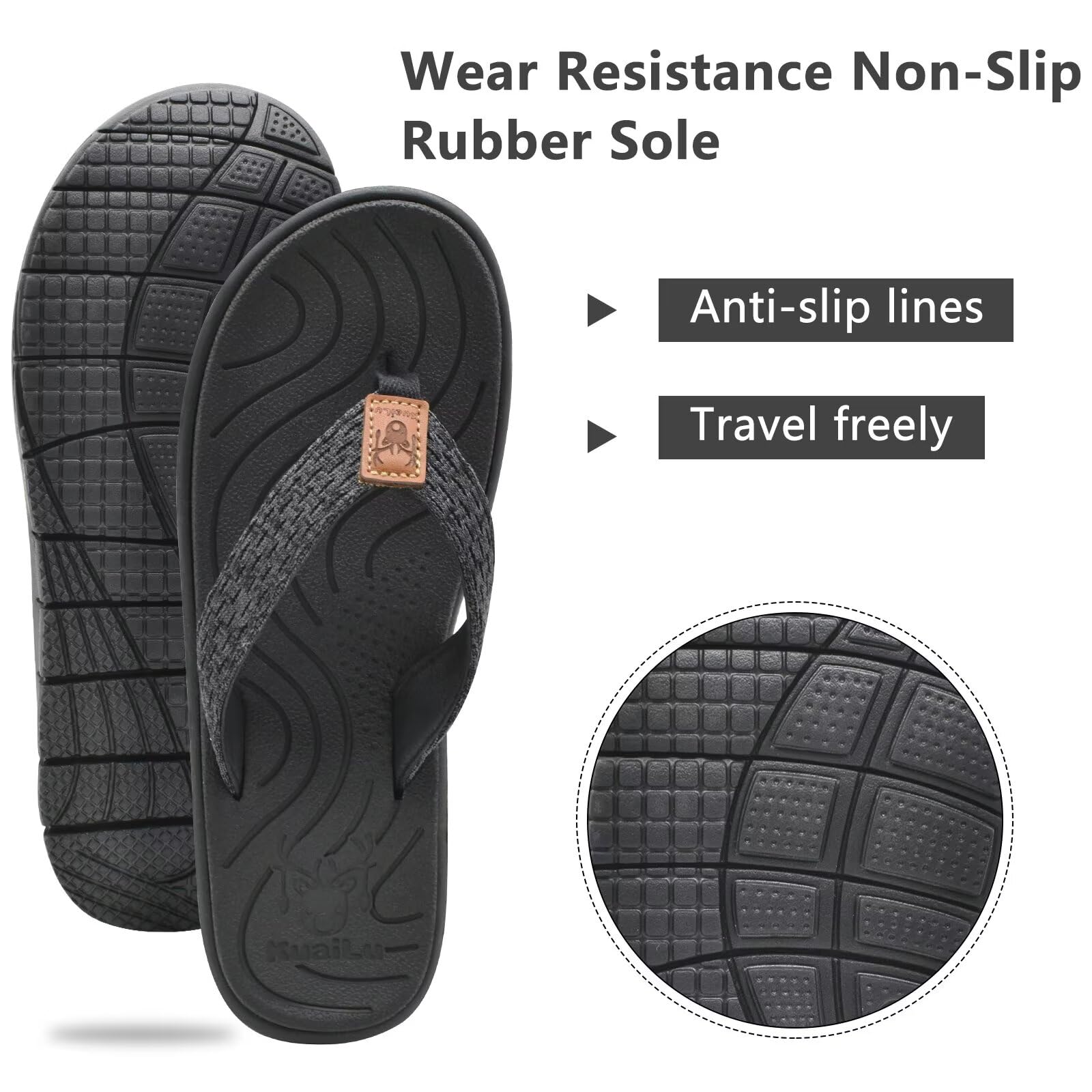KuaiLu Womens Casual Flip Flops with Comfortable Arch Support Yoga Mat Summer Beach Walking Thong Cushion Sandals Lightweight Flats Non-Slip Shoes Indoor Outdoor