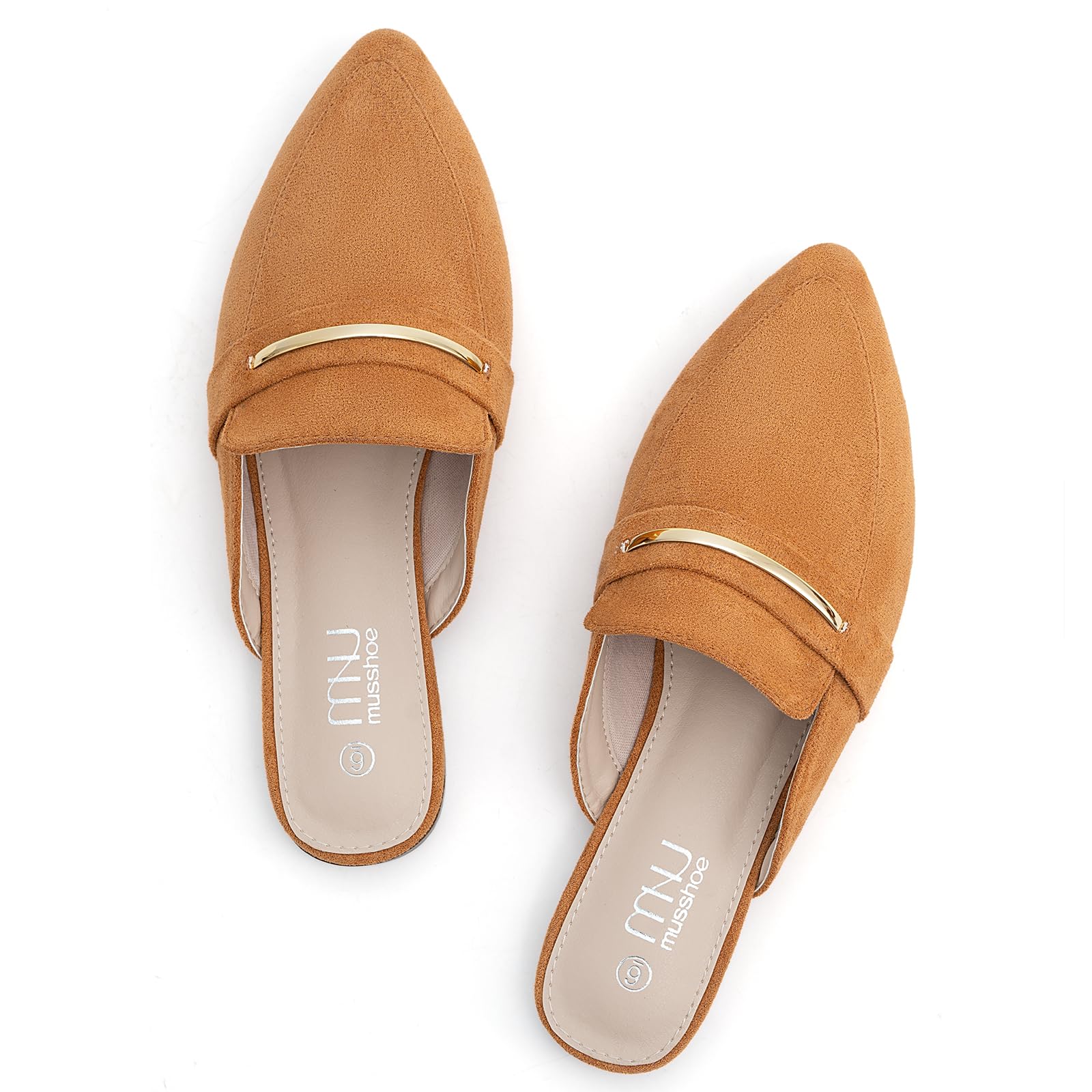 MUSSHOE Women's Suede Pointed-Toe Backless Loafers