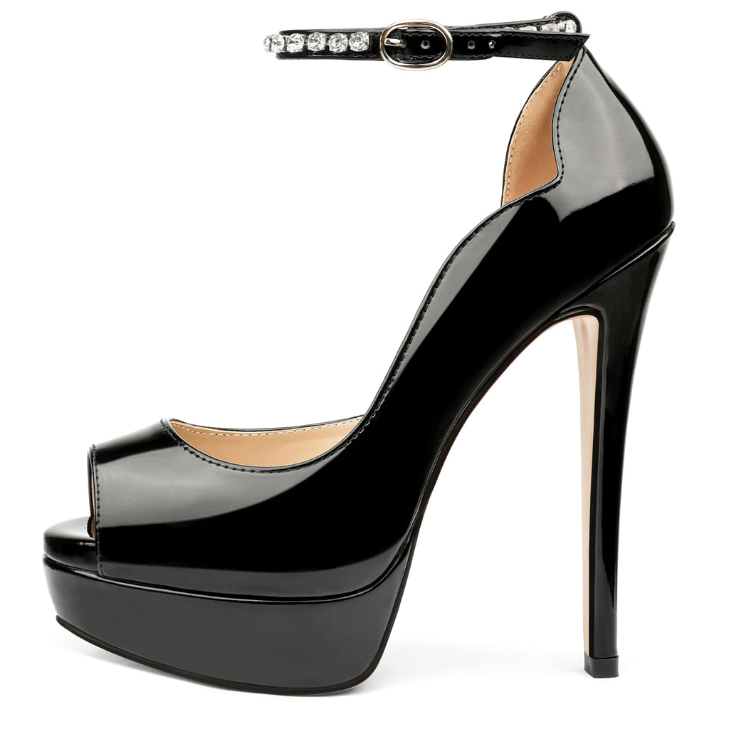 MERUMOTE Women's Peep-Toe Platform Stiletto Pumps