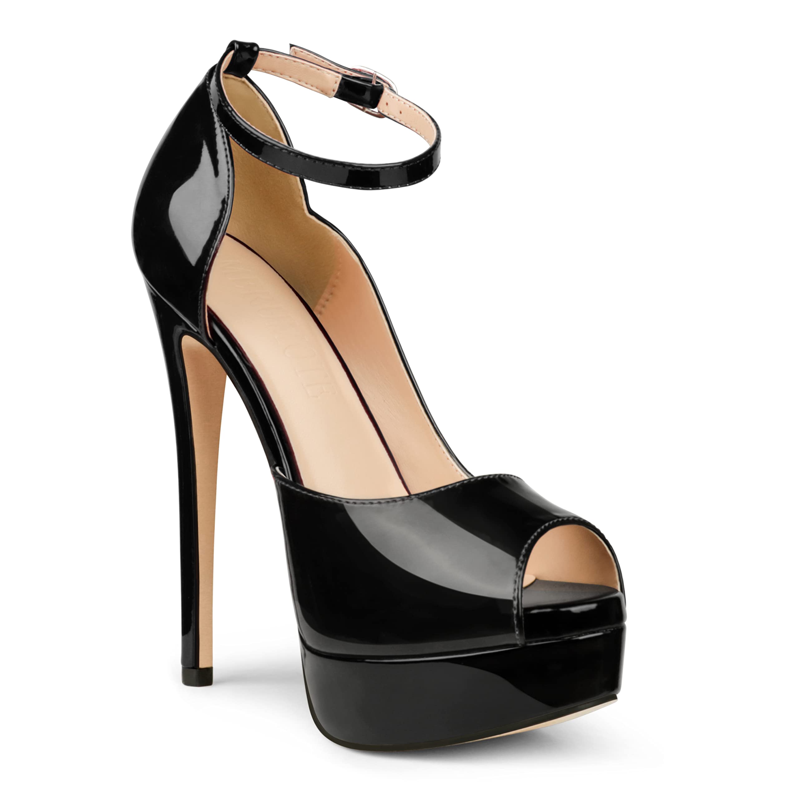 MERUMOTE Women's Peep-Toe Platform Stiletto Pumps