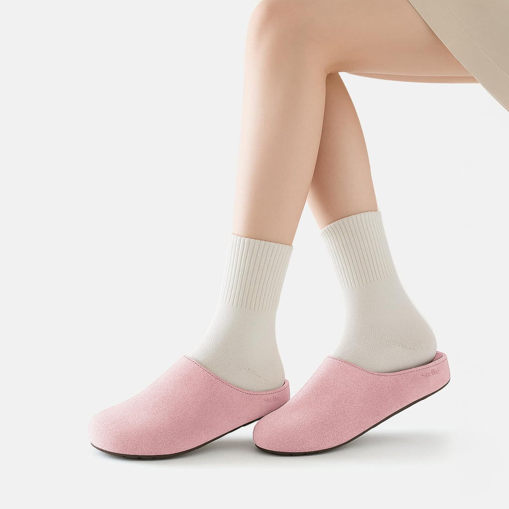 Women's Suede Clogs with Arch Support and Cork Footbed