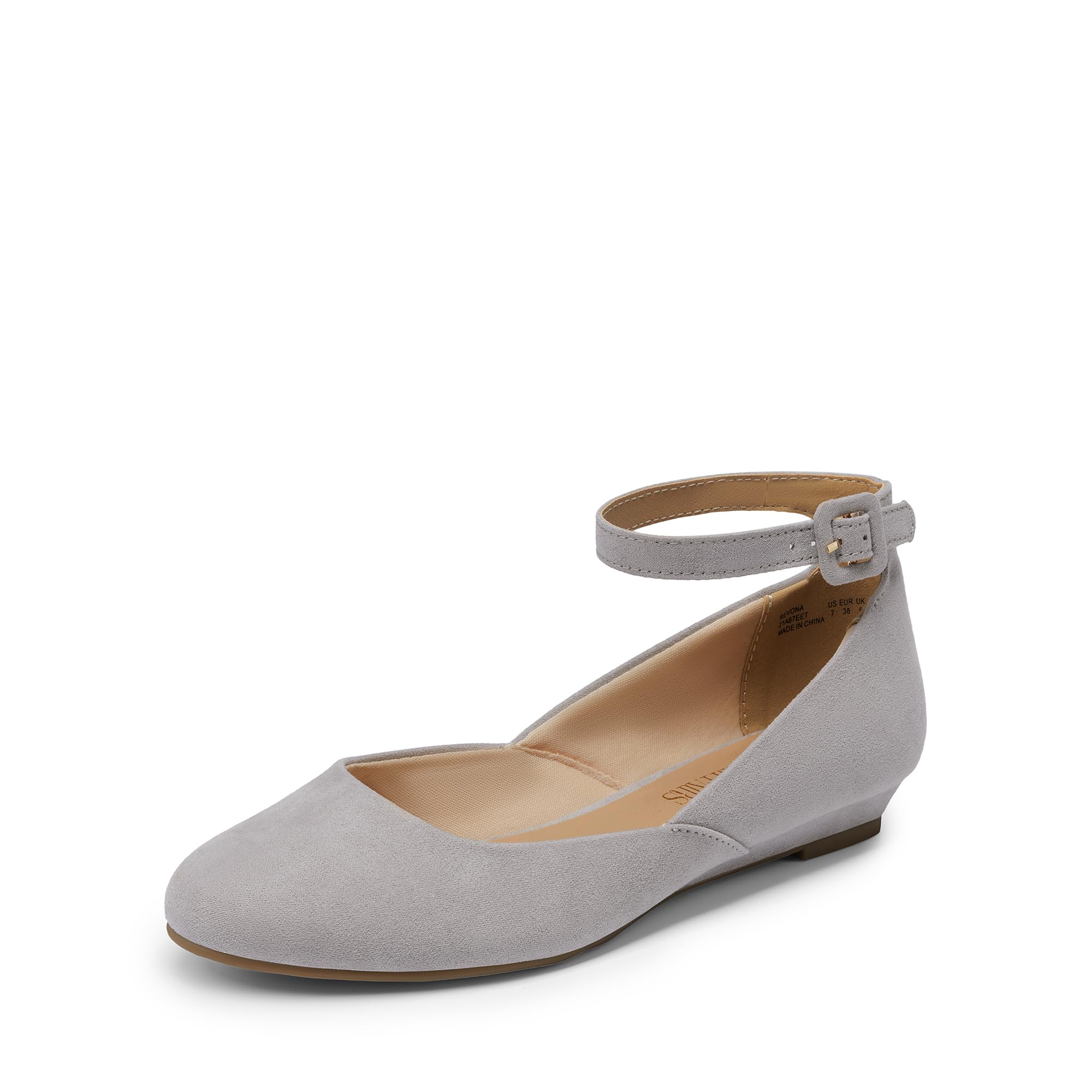 DREAM PAIRS Women's Dress Flats Ballet Low Wedge Round Toe Ankle Strap Comfortable Casual Flats Shoes