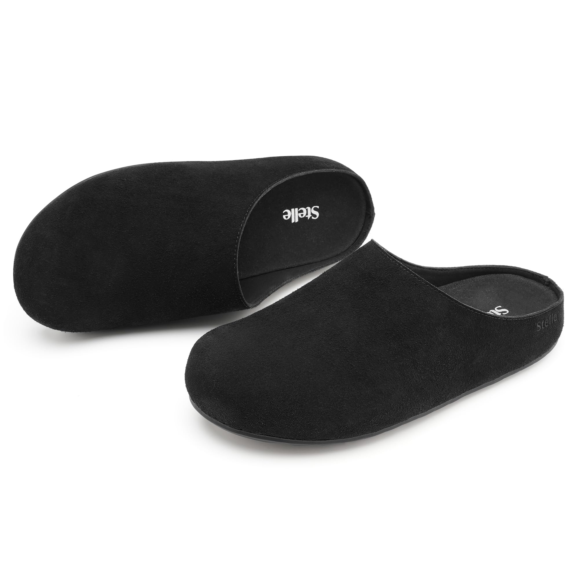 Women's Suede Clogs with Arch Support and Cork Footbed