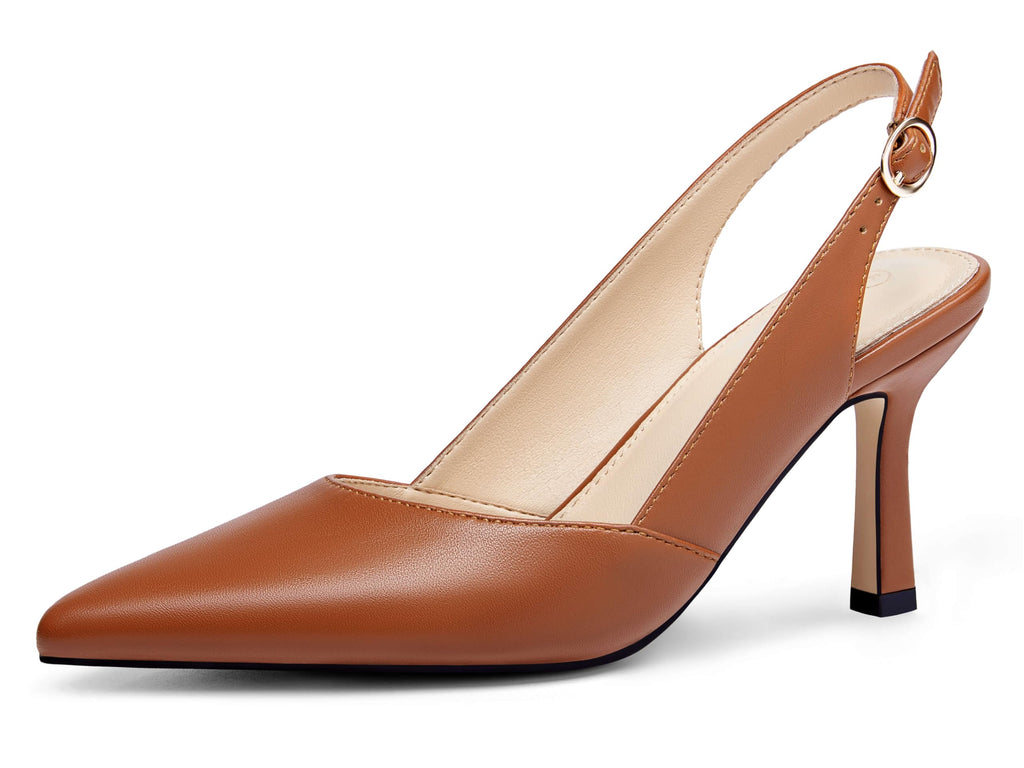Rilista Women's Pointed-Toe Slingback Kitten-Heel Pumps