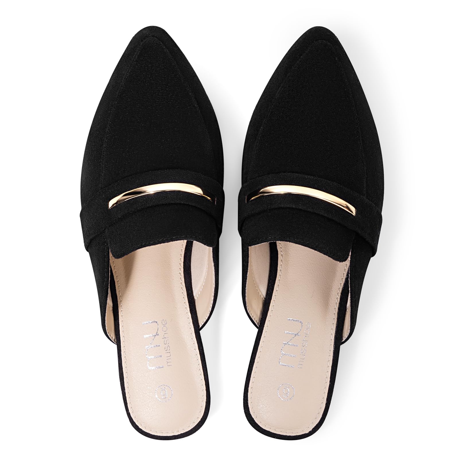 MUSSHOE Women's Suede Pointed-Toe Backless Loafers