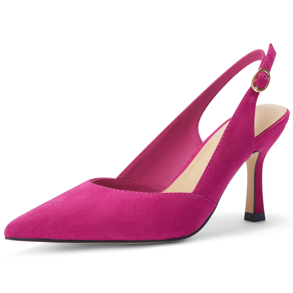 Rilista Women's Pointed-Toe Slingback Kitten-Heel Pumps