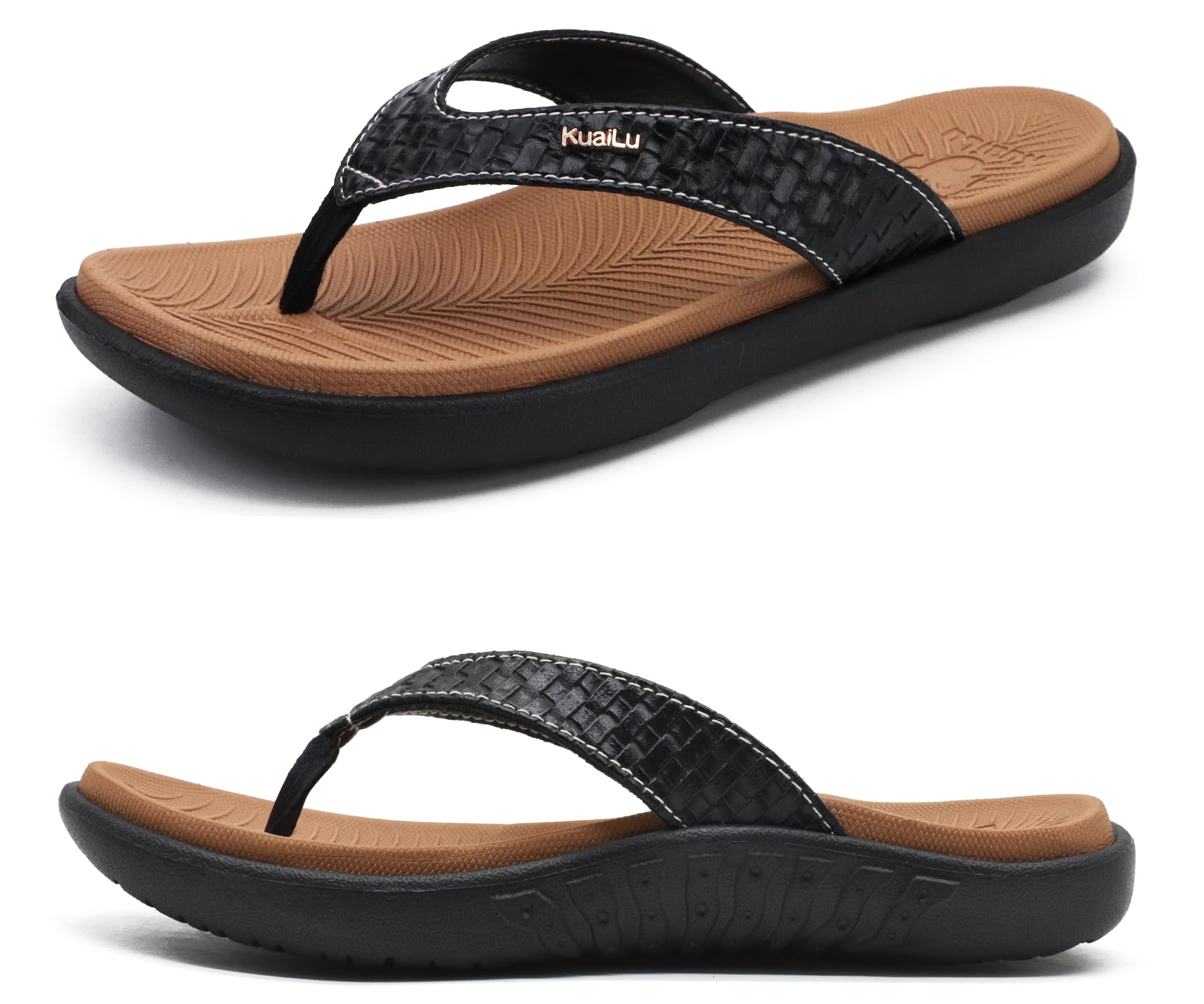 KuaiLu Womens Flip Flops Ladies Yoga Mat Comfortable Walking Thong Sandals With Plantar Fasciitis Arch Support Slip On Indoor Outdoor For Summer
