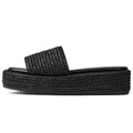 EQAUDES Platform Slip on Espadrille Sandals for Women Wedges Slides Bohemia Sandals Flatform Open Toe Beach Sandals