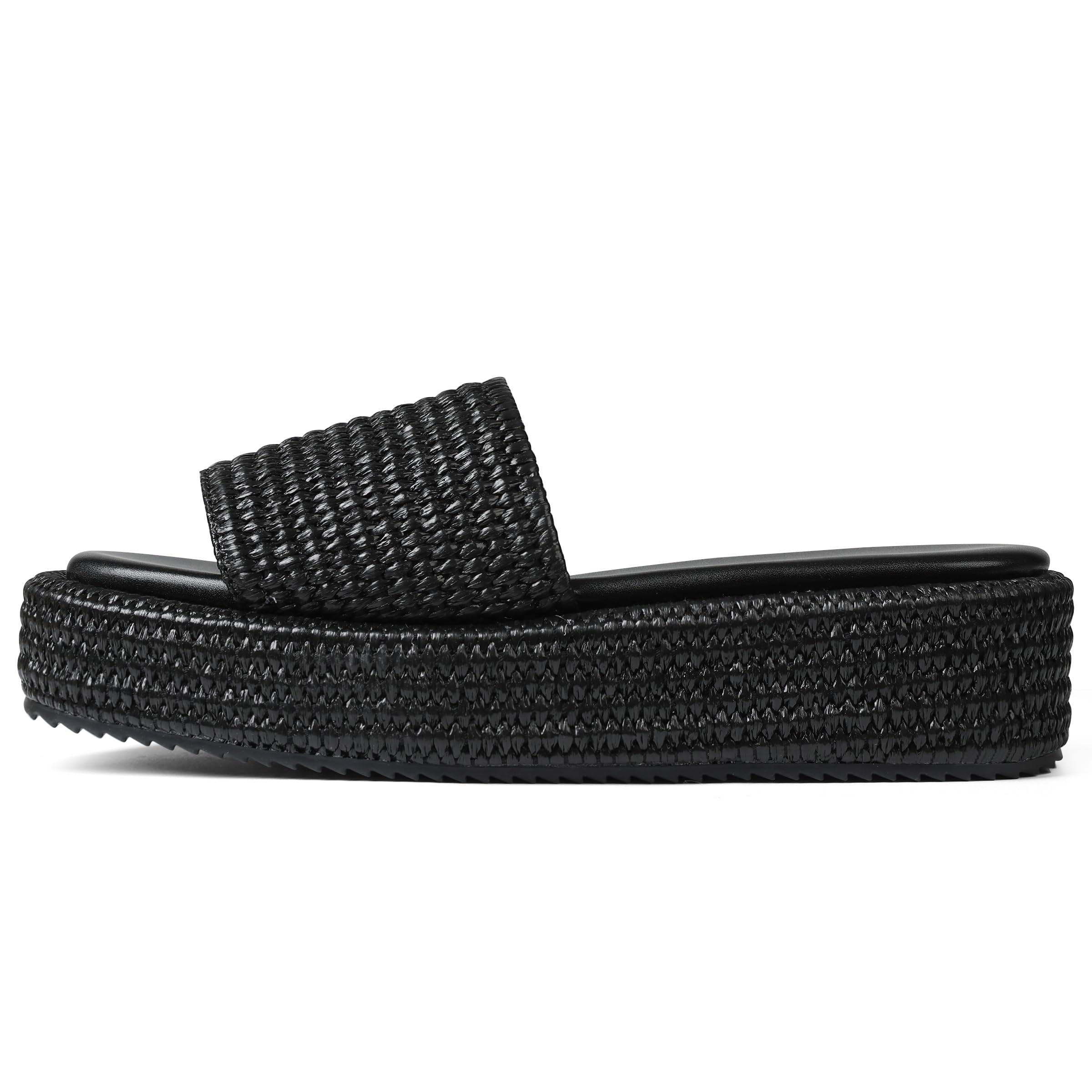 EQAUDES Platform Slip on Espadrille Sandals for Women Wedges Slides Bohemia Sandals Flatform Open Toe Beach Sandals