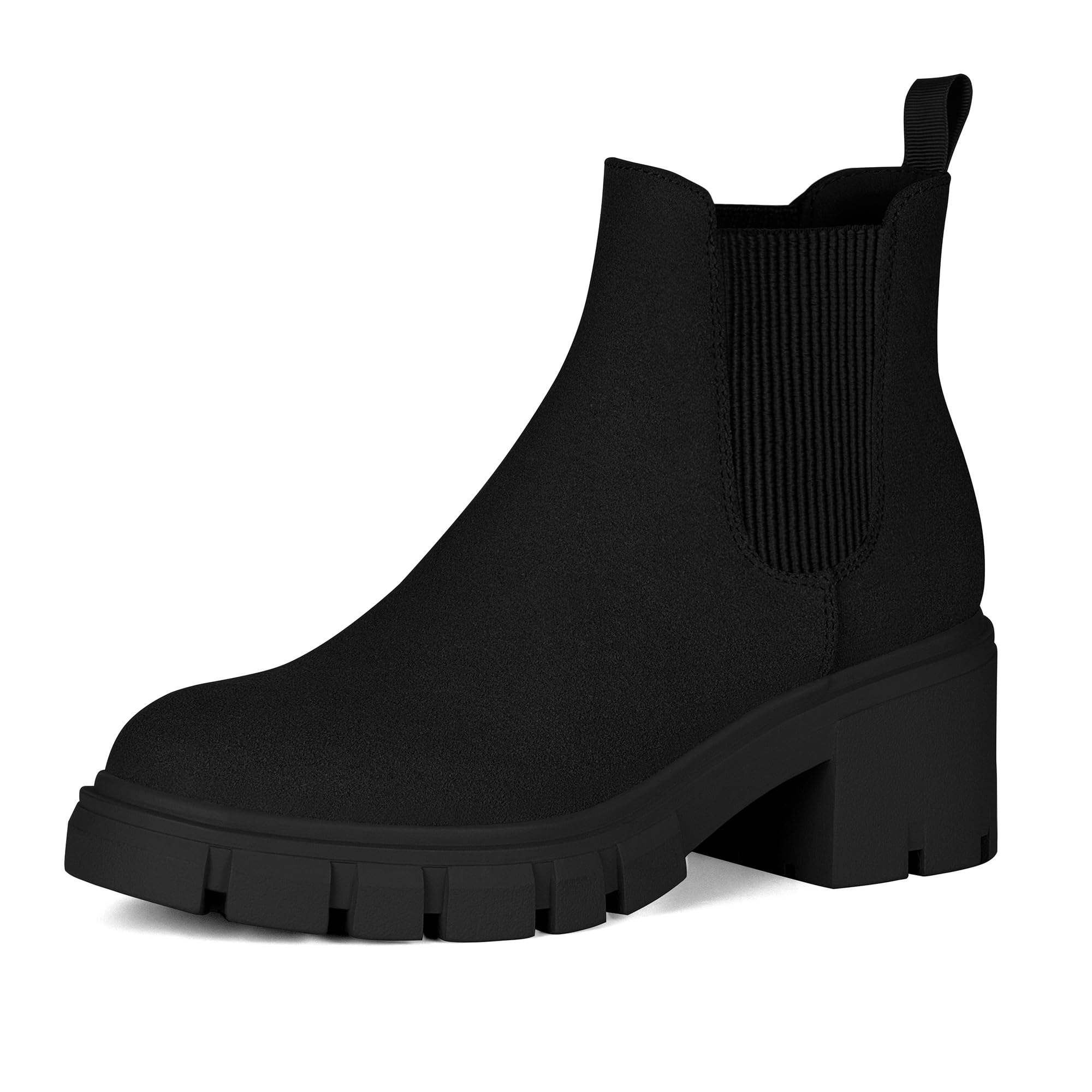 Athlefit Women's Chelsea Ankle Boots with Chunky Lug Sole