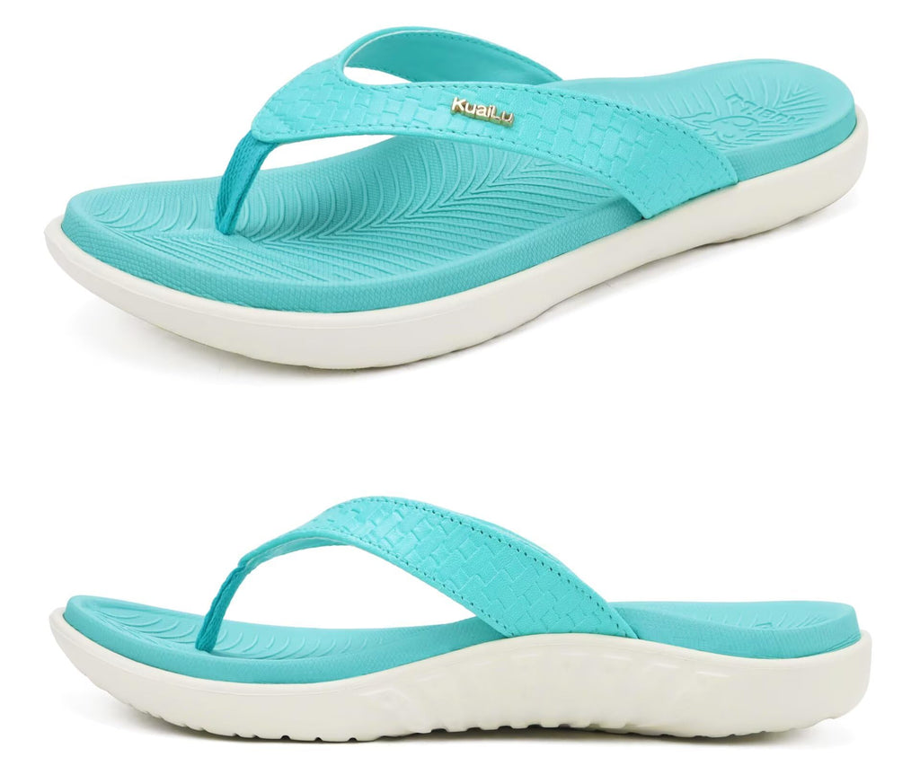 KuaiLu Womens Flip Flops Ladies Yoga Mat Comfortable Walking Thong Sandals With Plantar Fasciitis Arch Support Slip On Indoor Outdoor For Summer