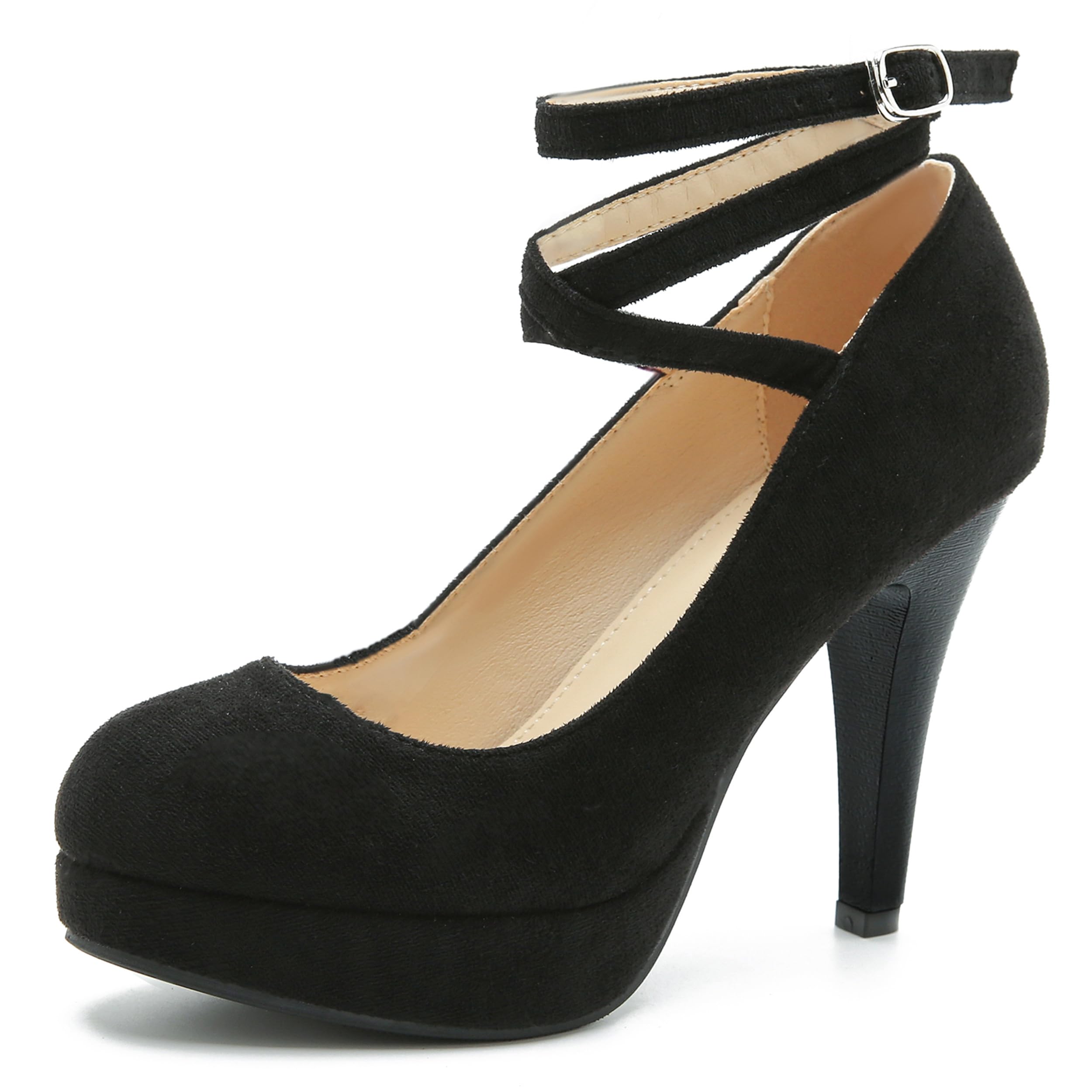 Women's Platform Pumps with Crisscross Ankle Strap