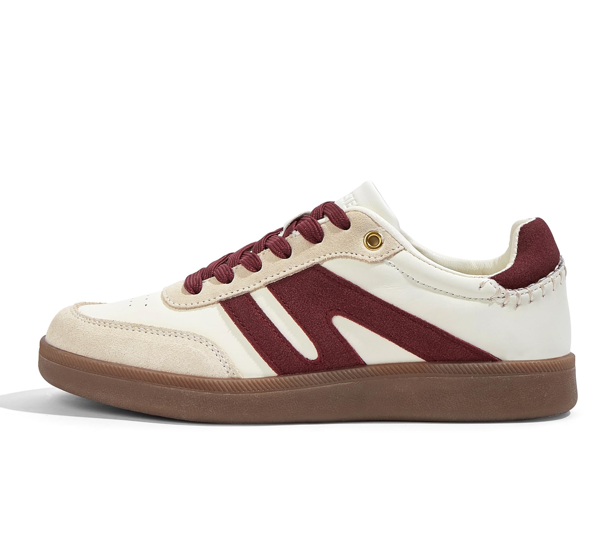 LUCKY STEP Women's Retro Leather Gum-Sole Sneakers