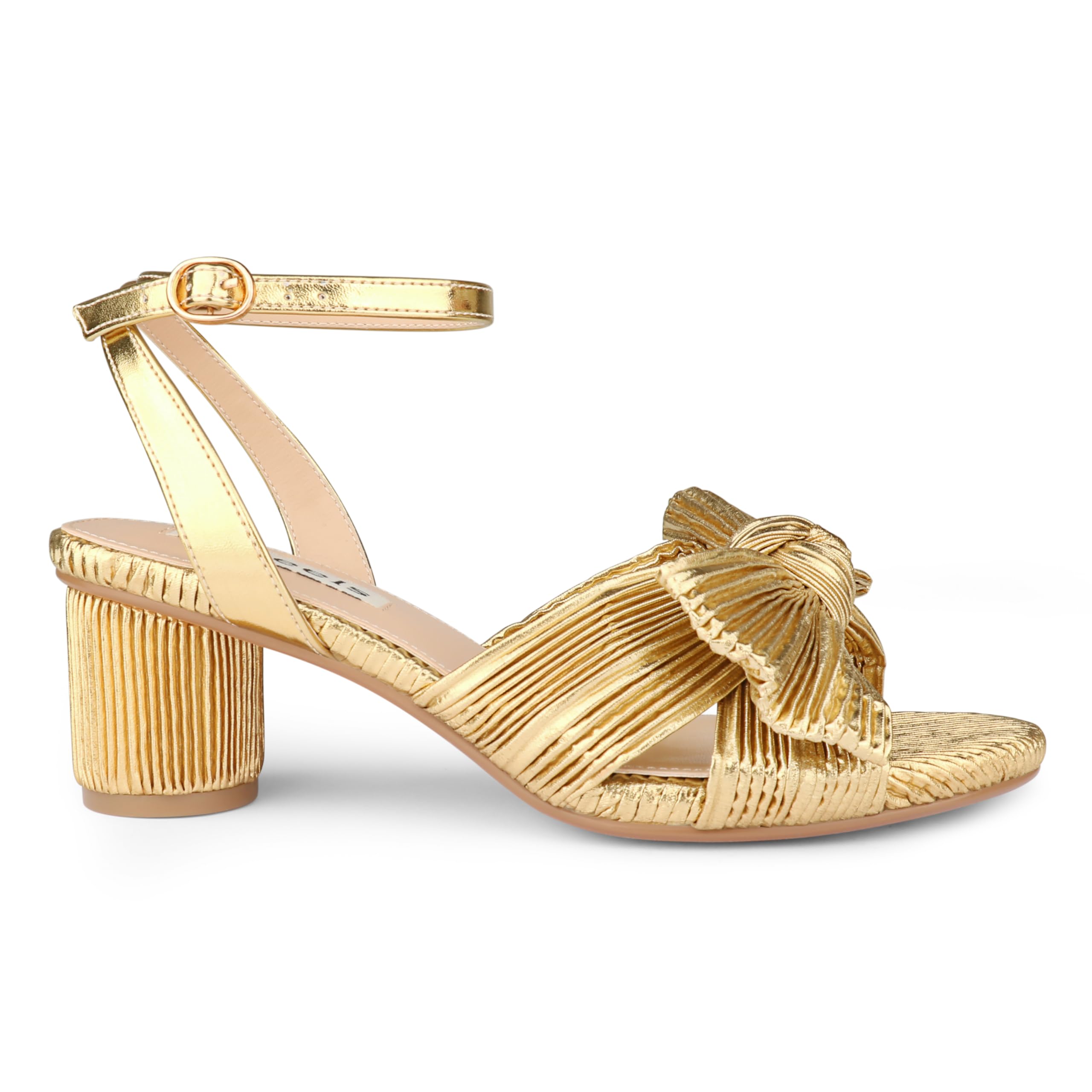 Zzheels Women's Bow-Knot Block-Heel Bridal Sandals