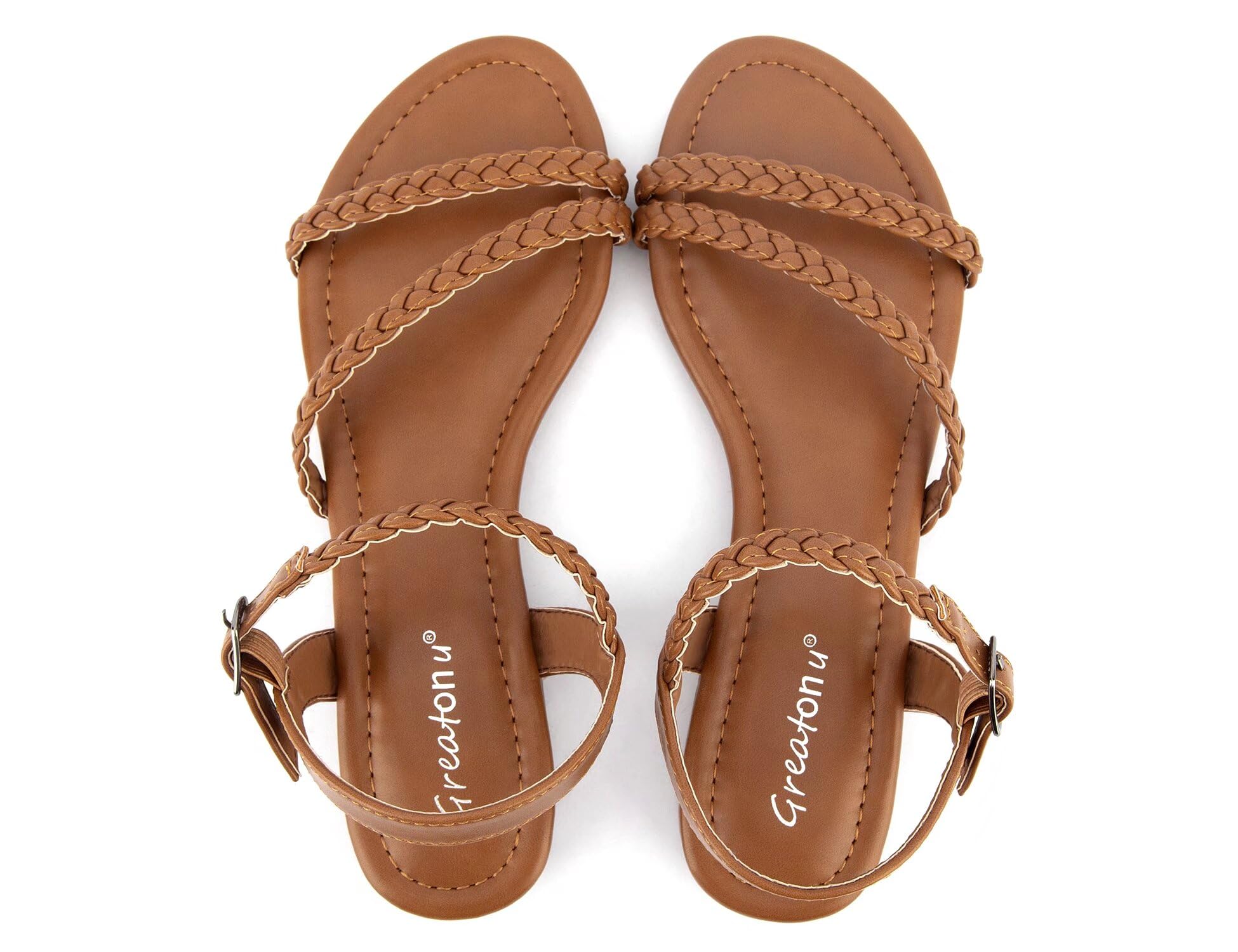 Greatonu Women's Braided Gladiator Slingback Sandals