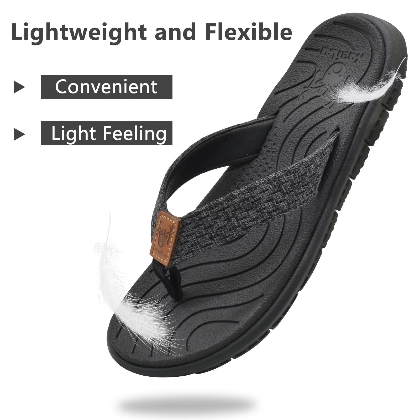KuaiLu Womens Casual Flip Flops with Comfortable Arch Support Yoga Mat Summer Beach Walking Thong Cushion Sandals Lightweight Flats Non-Slip Shoes Indoor Outdoor