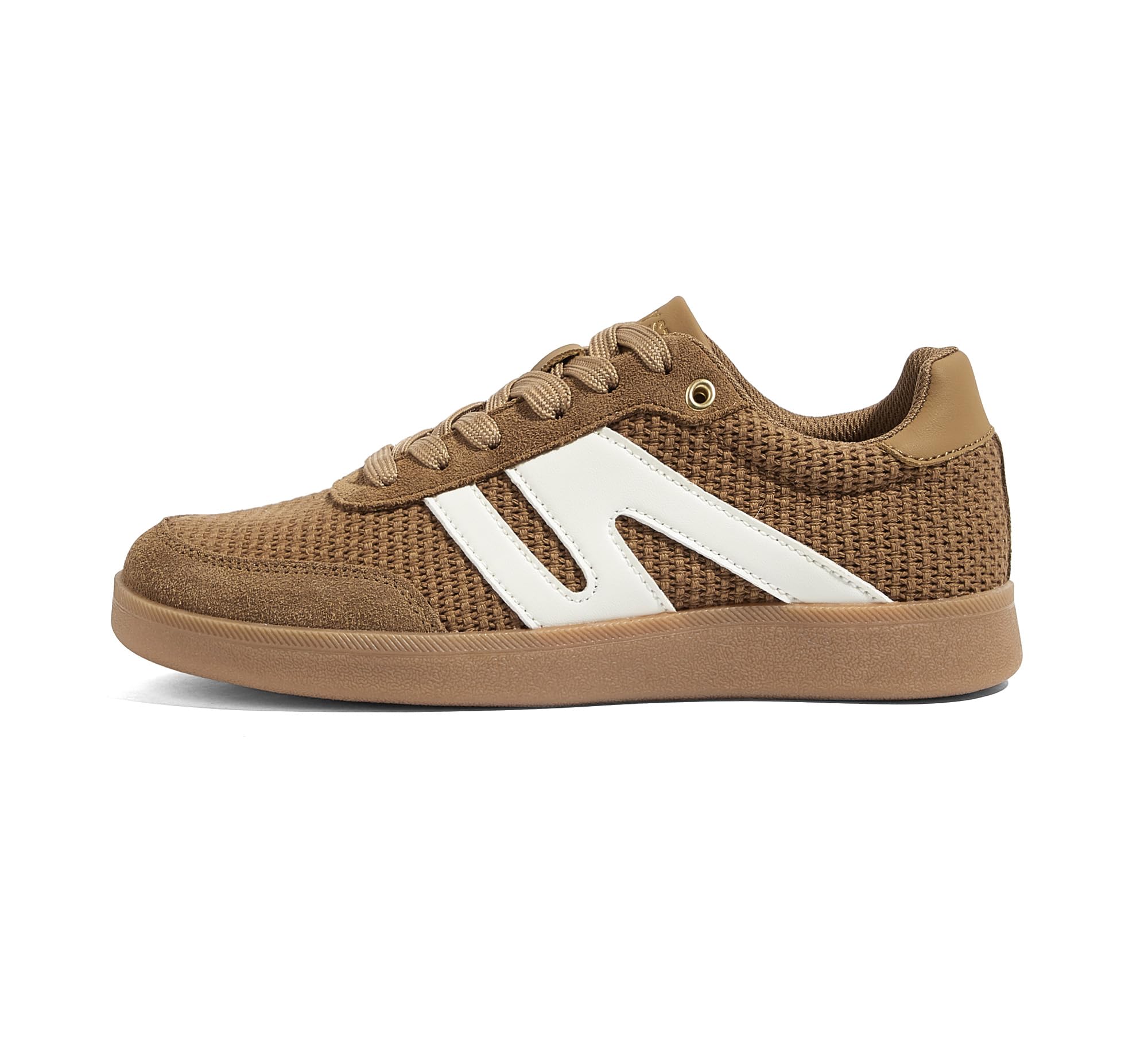 LUCKY STEP Women's Retro Leather Gum-Sole Sneakers
