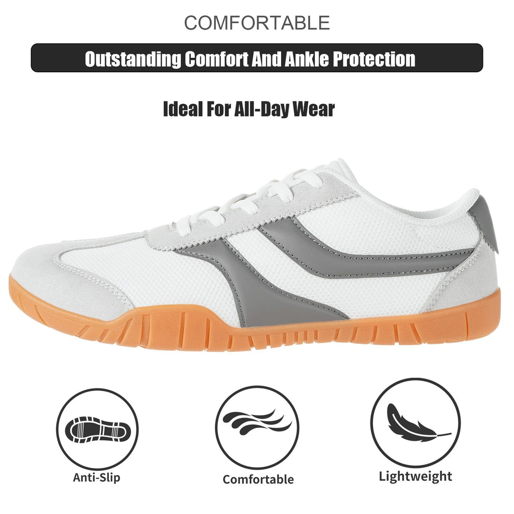 Fashion Sneakers for Women Minimalist Wide Width Barefoot Shoes Lightweight Breathable Casual Walking Shoes Lace Up Non Slip Ladies Classic Retro Sneakers
