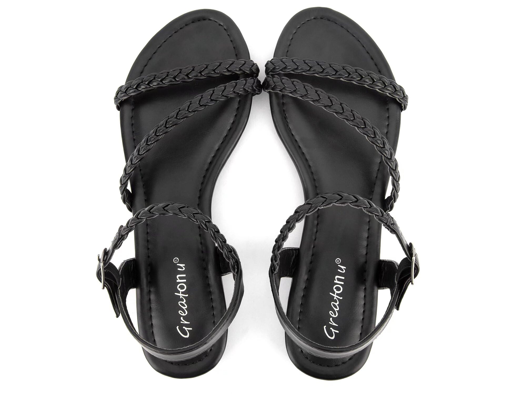 Greatonu Women's Braided Gladiator Slingback Sandals