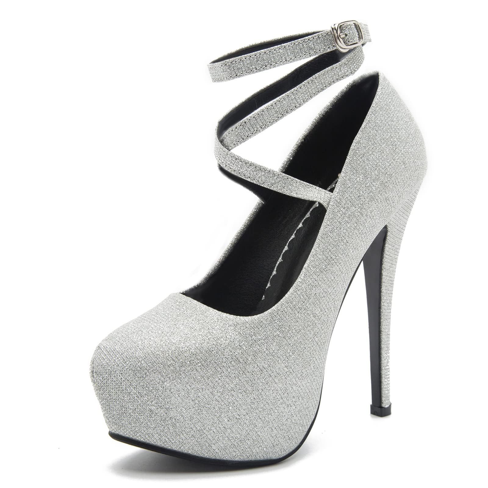 Women's Platform Pumps with Crisscross Ankle Strap