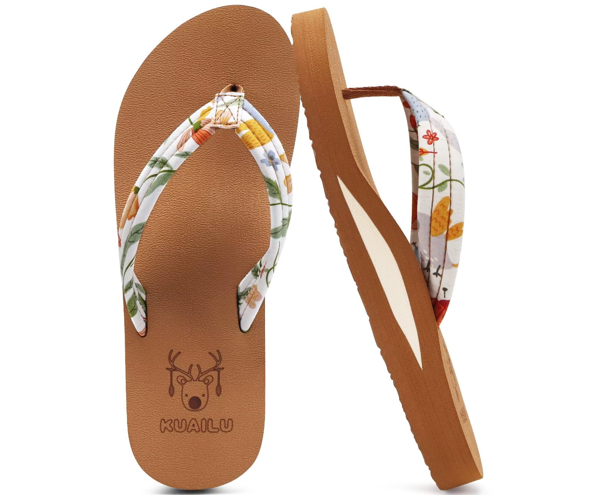 KuaiLu Women's Lightweight Arch-Support Thong Sandals