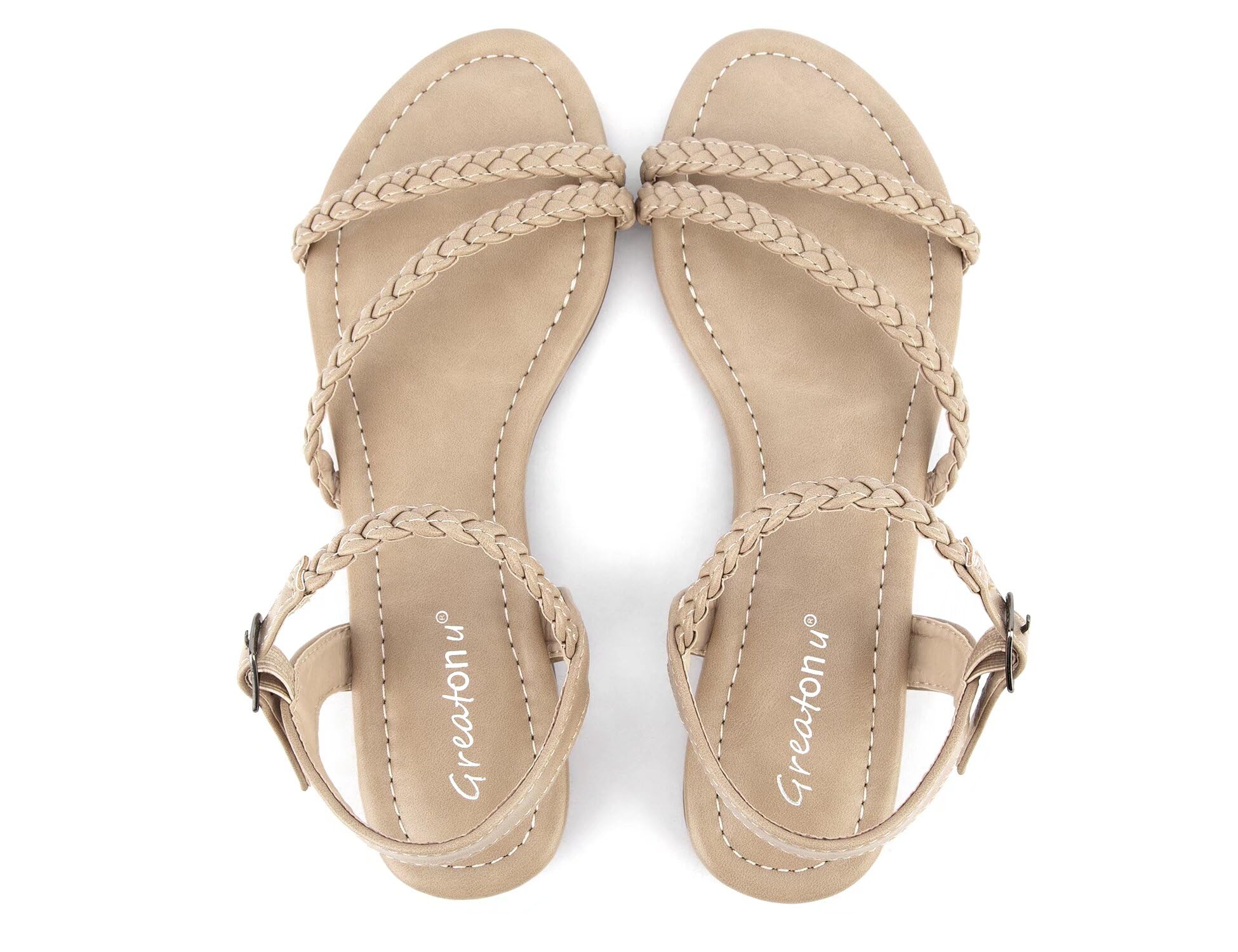 Greatonu Women's Braided Gladiator Slingback Sandals