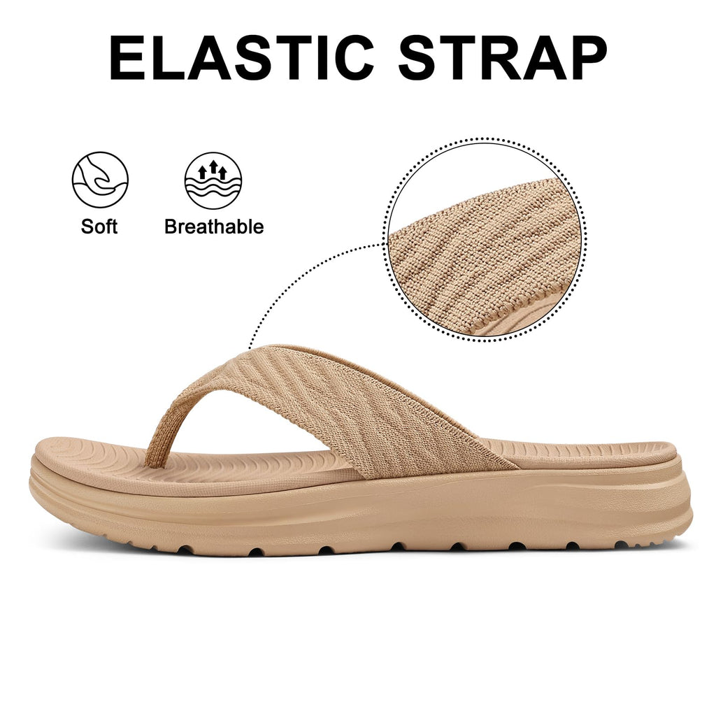 KIDMI Women's Arch Support Flip Flops with Soft Cushion Comfortable Summer Beach Slip On Walking Thong Sandals