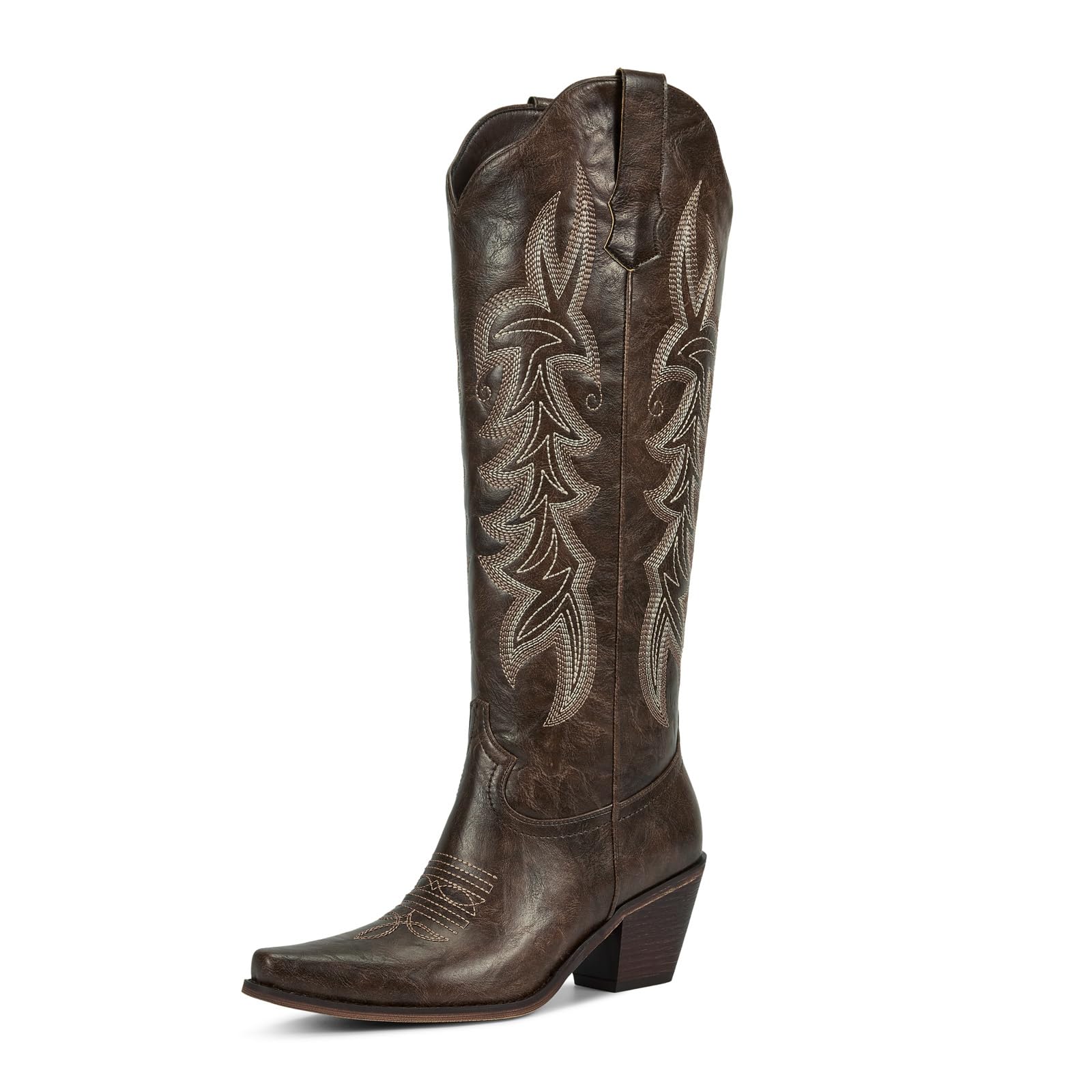 WETKISS Women's Pointed-Toe Western Cowboy Boots