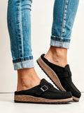 Women's Suede Buckle Mules for Casual Everyday Wear