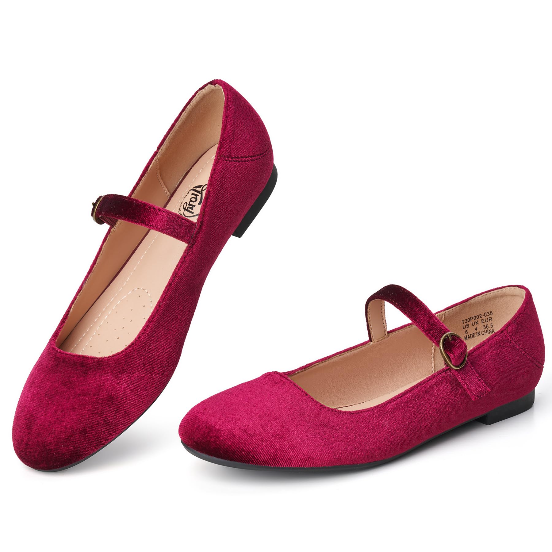 Trary Mary Jane Ballet Flats, Black Flats for Women, Ankle Strap Dressy Comfortable Flats
