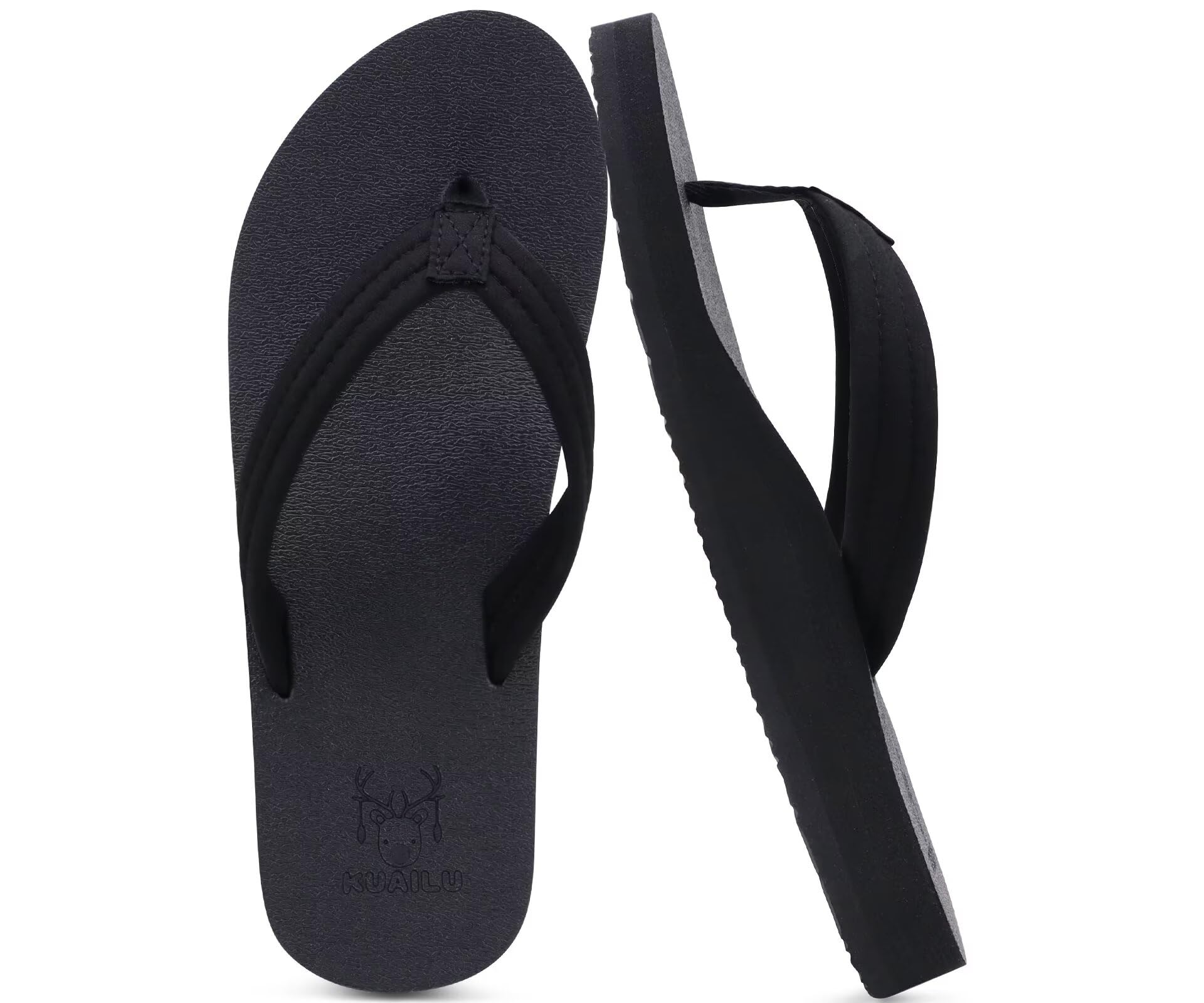 KuaiLu Womens Arch Support Flip Flops Ladies Comfort Lightweight Soft Yoga Mat Cushion Walking Thong Sandals